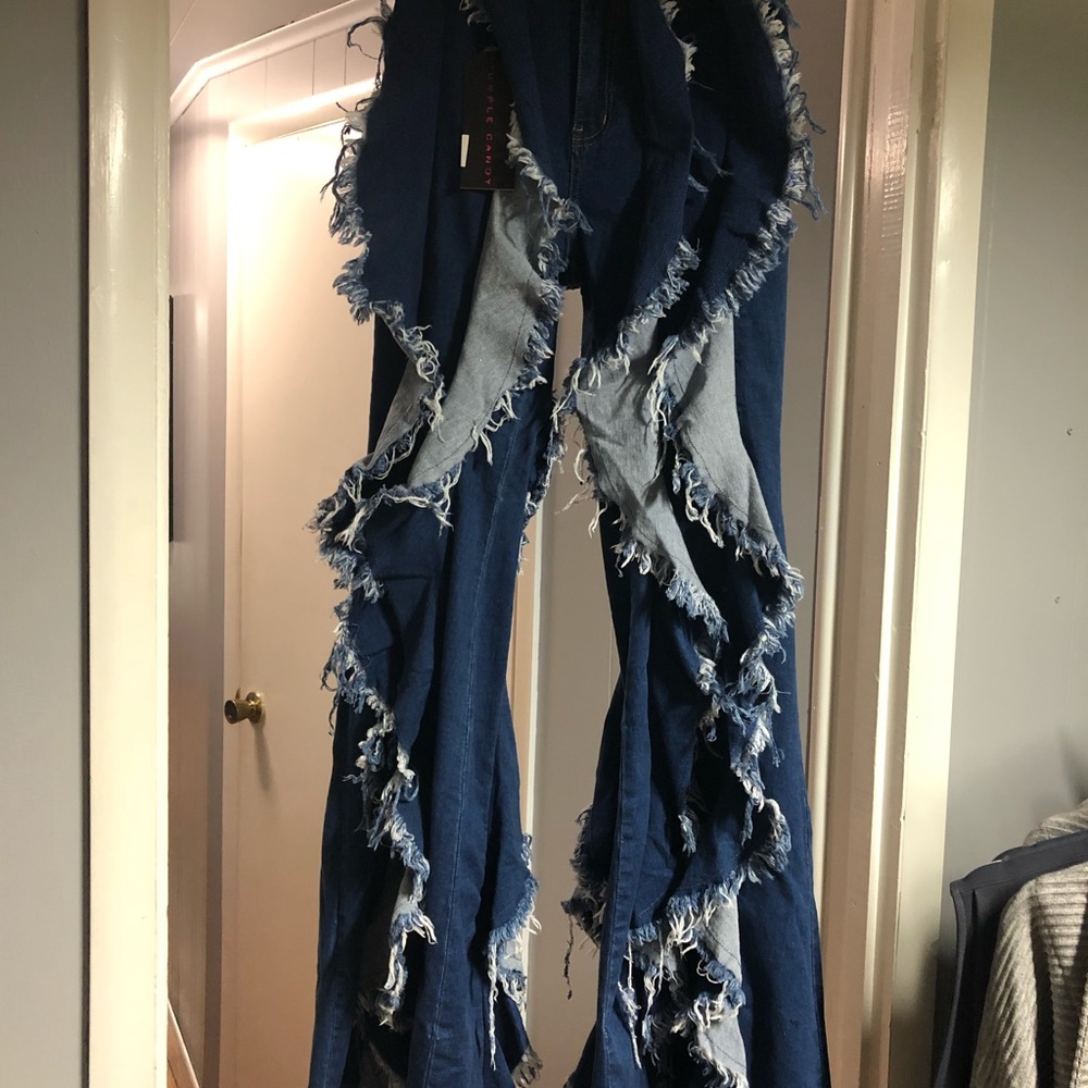 Wing flared denim jeans